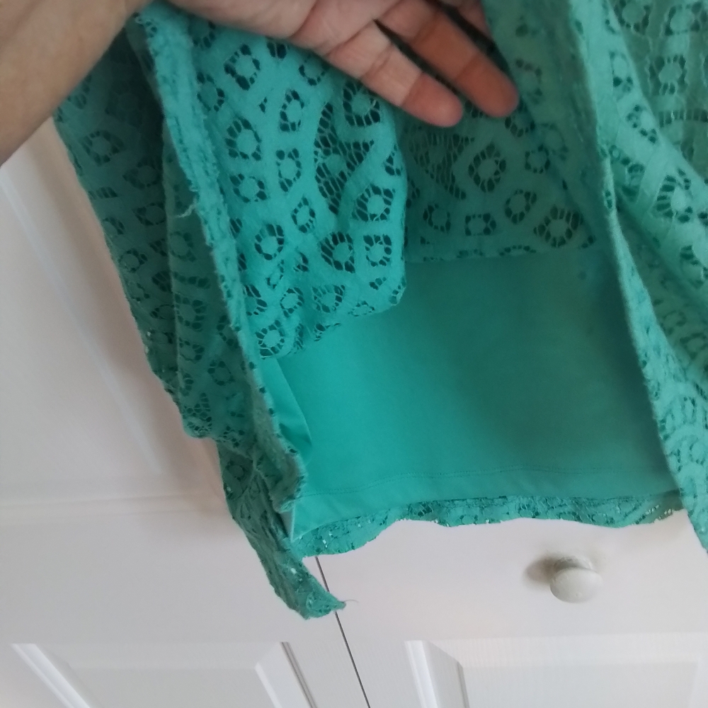 Isaac Mizrahi Teal Lace Blouse - Picture 4 of 4